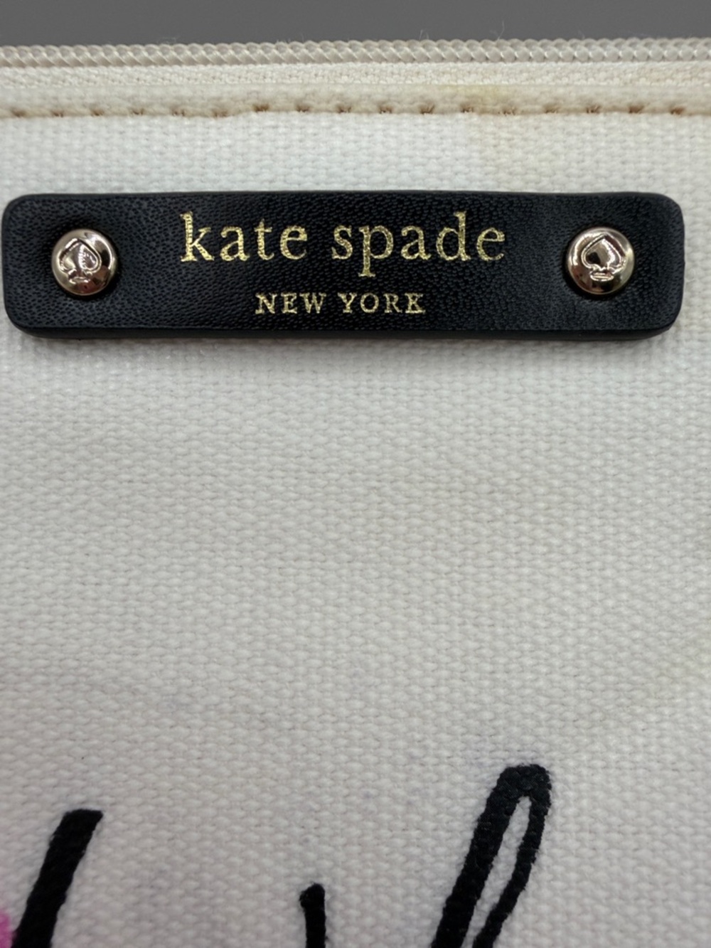 Kate Spade Cream Canvas Pouch with Pink & Orange Ice Cream Graphic - Picture 3 of 5